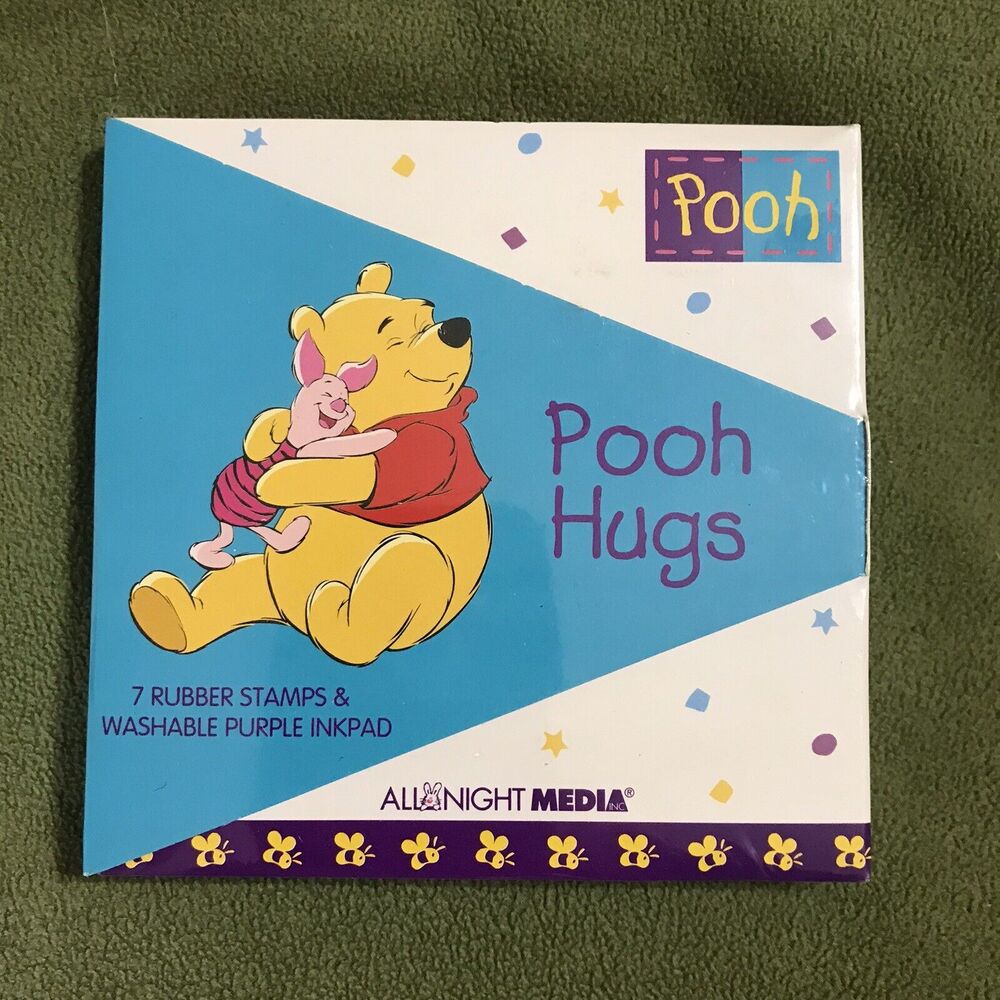 All Night Media Winnie the Pooh Rubber Stamp Set Blue Purple Pooh Hugs 2211ZD